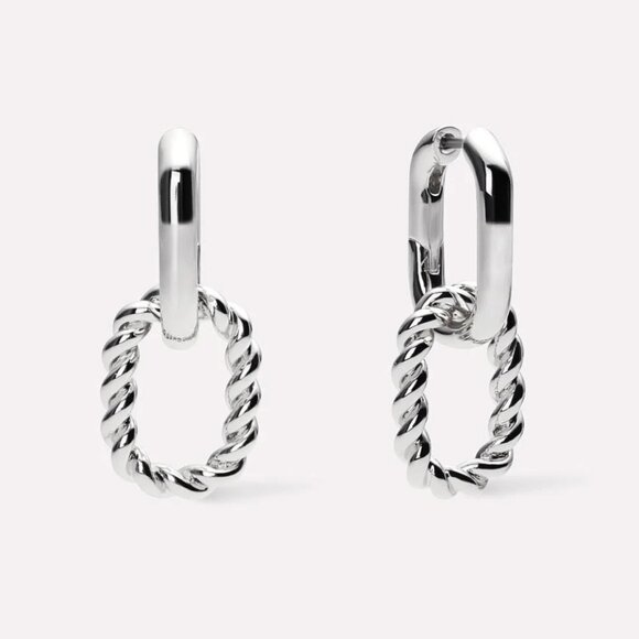 NEW Ana Luisa Ash Double Silver Double Hoop Earrings - Picture 1 of 5